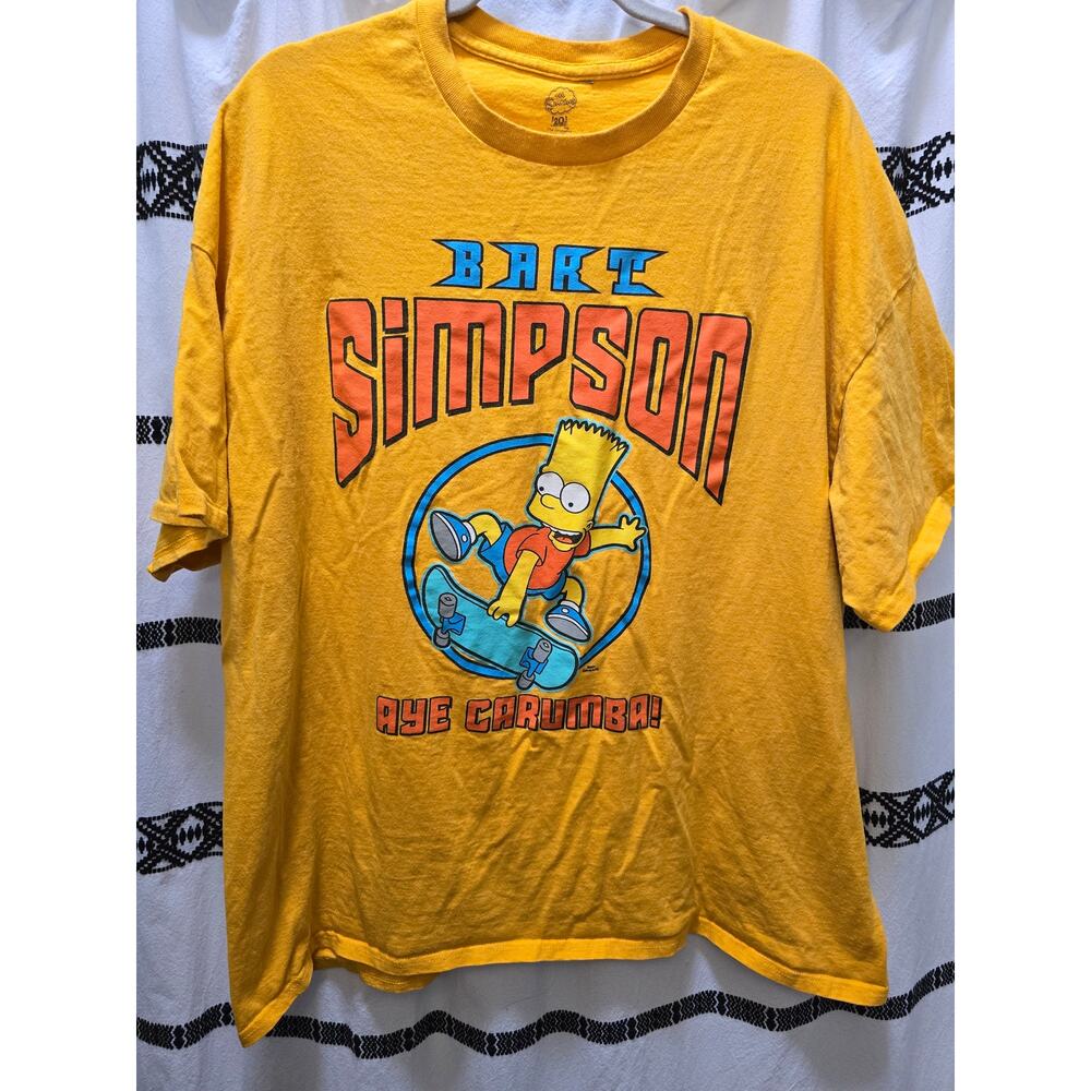 The Simpsons Bart Simpson Aye Carumba! Yellow‎ graphic short sleeve t-shirt XXL